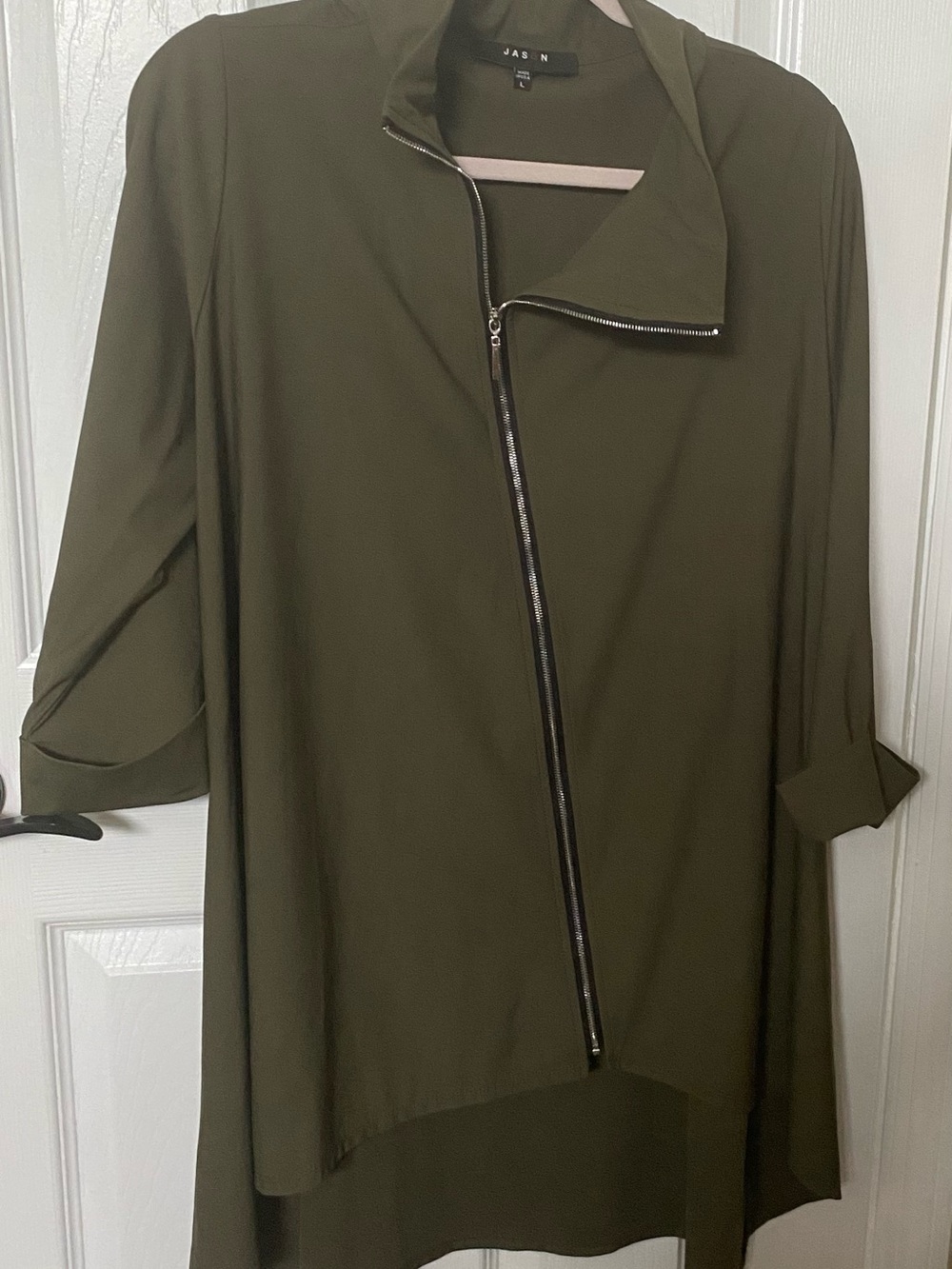 Olive Green Asymmetric Zip Tunic